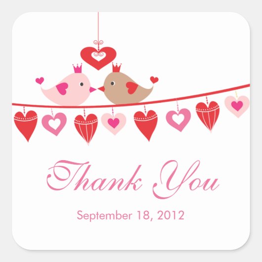 Sticker Carré Fête des mariées de coeur Inséparable moderne Merc (Devant)