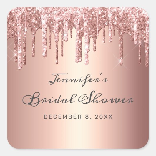 Sticker Carré Fête des mariées de Parties scintillant Rose Chic  (Devant)