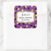 Sticker Carré Fête des mariées de points d'or noir violet Favori (Sac)