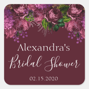 Sticker Carré Fête des mariées Floral Marsala Bourgogne