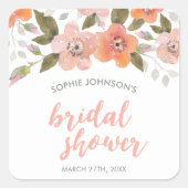 Sticker Carré Fête des mariées florale délicate (Devant)