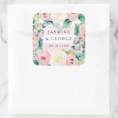 Sticker Carré FÊTE DES MARIÉES MODERNE Chic Wide Stripes avec Ro (Sac)