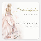 Sticker Carré Fête des mariées moderne Mariage aquarelle (Devant)