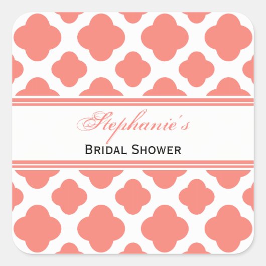 Sticker Carré Fête des mariées Motif Coral Pink (Devant)