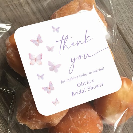 Sticker Carré Fête des mariées papillon Merci Favoriser