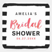 Sticker Carré Fête des mariées rouge chic noir et blanc (Devant)