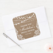 Sticker Carré Fête des mariées rustique Burlap String Merci dent (Enveloppe)