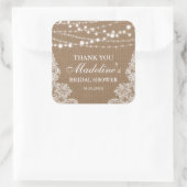 Sticker Carré Fête des mariées rustique Burlap String Merci dent (Sac)