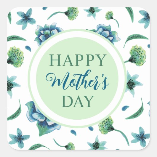 Sticker Carré Fête des mères florales joyeuses (Devant)