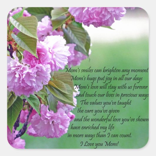 Sticker Carré Fête des mères - Je t'aime (Devant)