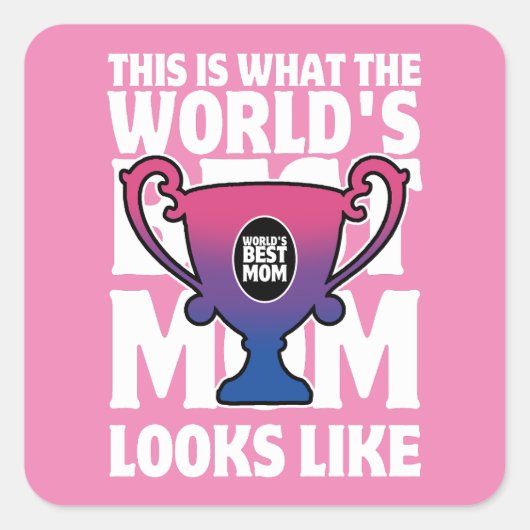 Sticker Carré Fête des Mères Meilleure Maman Drapeau Bisexuel Co (Devant)