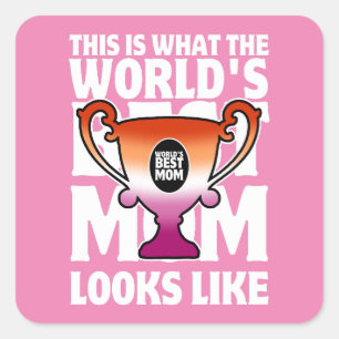 Sticker Carré Fête des Mères Meilleure Maman Lesbienne Drapeau C