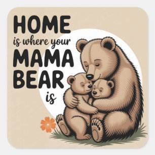Sticker Carré Fête des Mères Mère Mama Bear
