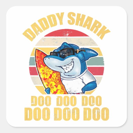 Sticker Carré Fête des pères Daddy Shark Doo Doo Doo 2024 (Devant)