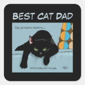 Sticker Carré Fête des pères de chat noir (Devant)