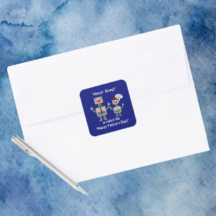 Sticker Carré Fête des pères de Son Robot Funny