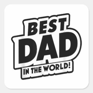 Sticker Carré Fête des pères Meilleur Père Dans Le Monde