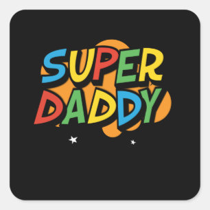 Sticker Carré Fête des pères Super Daddy Gamer