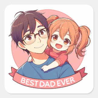 Sticker Carré Fête des pères - Un père et sa fille