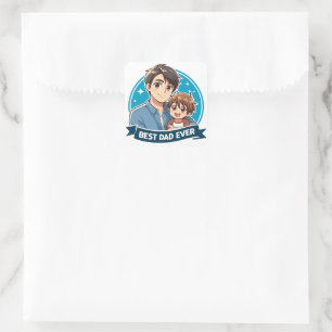 Sticker Carré Fête des pères - Un père et son fils