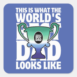 Sticker Carré Fête des pères World's Best Papa Gay Drapeau Coule