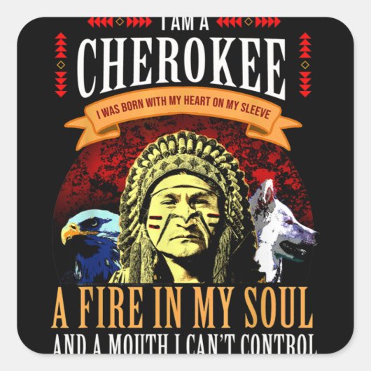 Sticker Carré Fête des peuples autochtones des Cherokees (Devant)