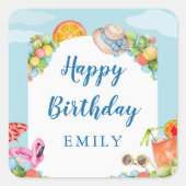 Sticker Carré Fête d'été Pastel (Devant)