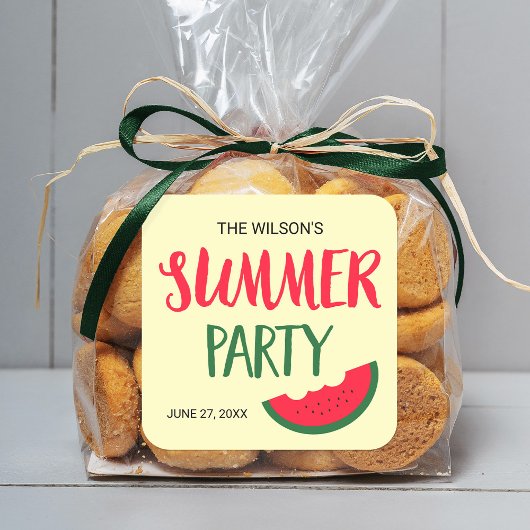 Sticker Carré Fête d'été Red Green Watermelon