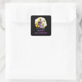 Sticker Carré Fête d'Halloween avec Maison hantée et Fantômes (Sac)