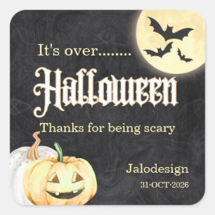 Sticker Carré Fête d'Halloween d'entreprise Simple Noir Or