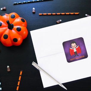 Sticker Carré Fête d'Halloween pour enfants Vampire