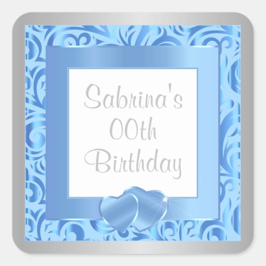 Sticker Carré Fête du 00e anniversaire | Texte do-it-yourself |  (Devant)