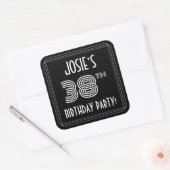 Sticker Carré Fête du 38e anniversaire : Art Déco Style & Nom pe (Enveloppe)