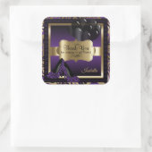 Sticker Carré Fête du 50e anniversaire | Leopard violet talons h (Sac)