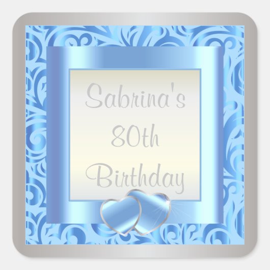 Sticker Carré Fête du 80e anniversaire | Texte do-it-yourself |  (Devant)