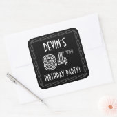 Sticker Carré Fête du 84e anniversaire : Art Déco Style & Nom pe (Enveloppe)