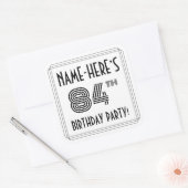 Sticker Carré Fête du 84e anniversaire : Style Art Déco + Nom pe (Enveloppe)
