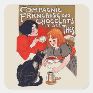 Sticker Carré Fête du chocolat français Steinlen Art
