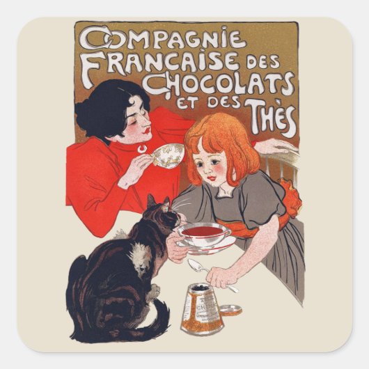 Sticker Carré Fête du chocolat français Steinlen Art (Devant)