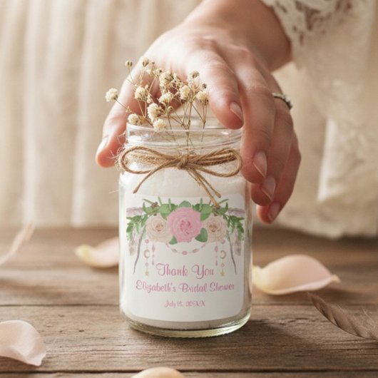 Sticker Carré Fête Fleur Bohème Rose Élégant