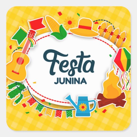 Sticker Carré Fête Junina (Devant)