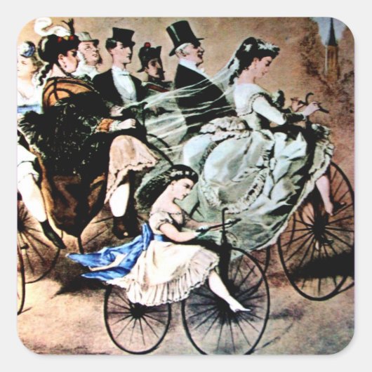 STICKER CARRÉ FÊTE MARITIME BLEU JAUNE NOIR (Devant)