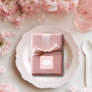 Sticker Carré Fête Prénatale Bébé Fille Ruban Rose À Points Baby