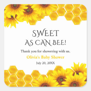 Sticker Carré Fête Prénatale Maman Abeille en Alvéole Jaune