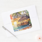 Sticker Carré Fête Tropical Beach Tiki Anniversaire (Enveloppe)