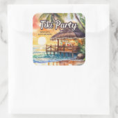 Sticker Carré Fête Tropical Beach Tiki Anniversaire (Sac)