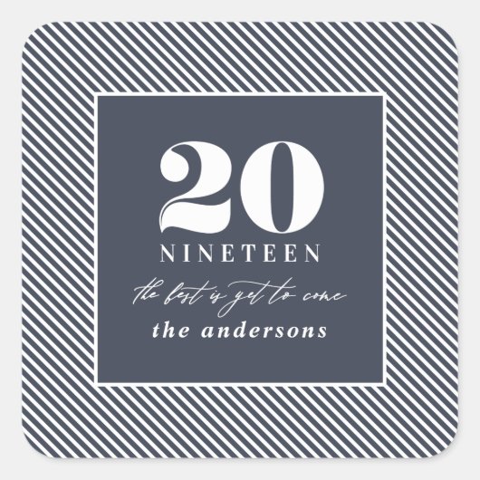 Sticker Carré Fête typographique de la nouvelle année moderne (Devant)