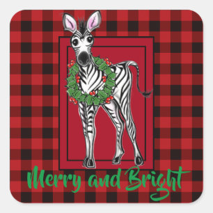 Sticker Carré Fête Zebra Holly couronne buffle rouge