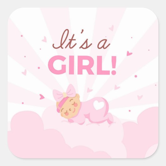 Sticker Carré Fêter c'est une fille (Devant)