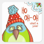 Sticker Carré Fêtes de Noël amusantes Dit Festive Oiseau (Devant)
